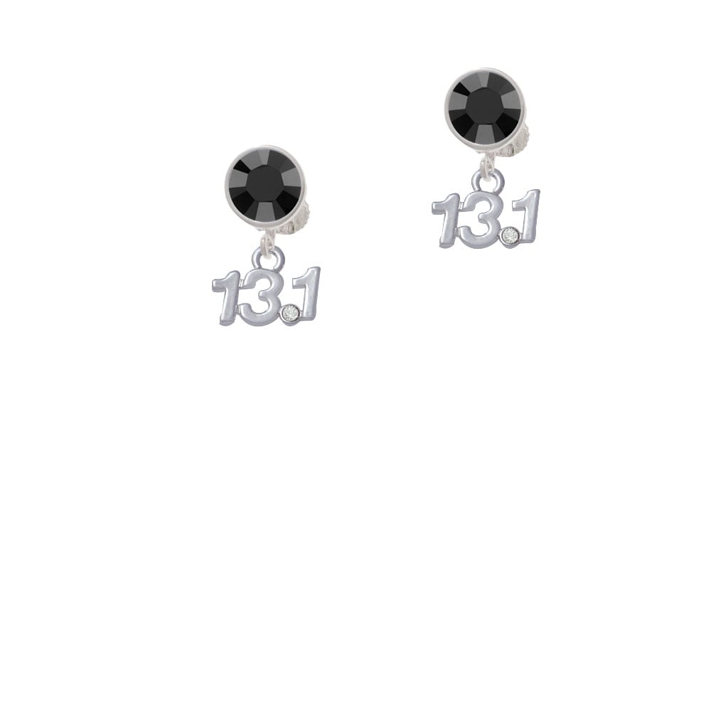 Half Marathon - 13.1 with Clear Crystal Crystal Clip On Earrings Image 1