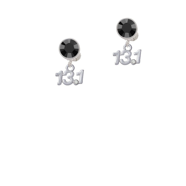 Half Marathon - 13.1 with Clear Crystal Crystal Clip On Earrings Image 1