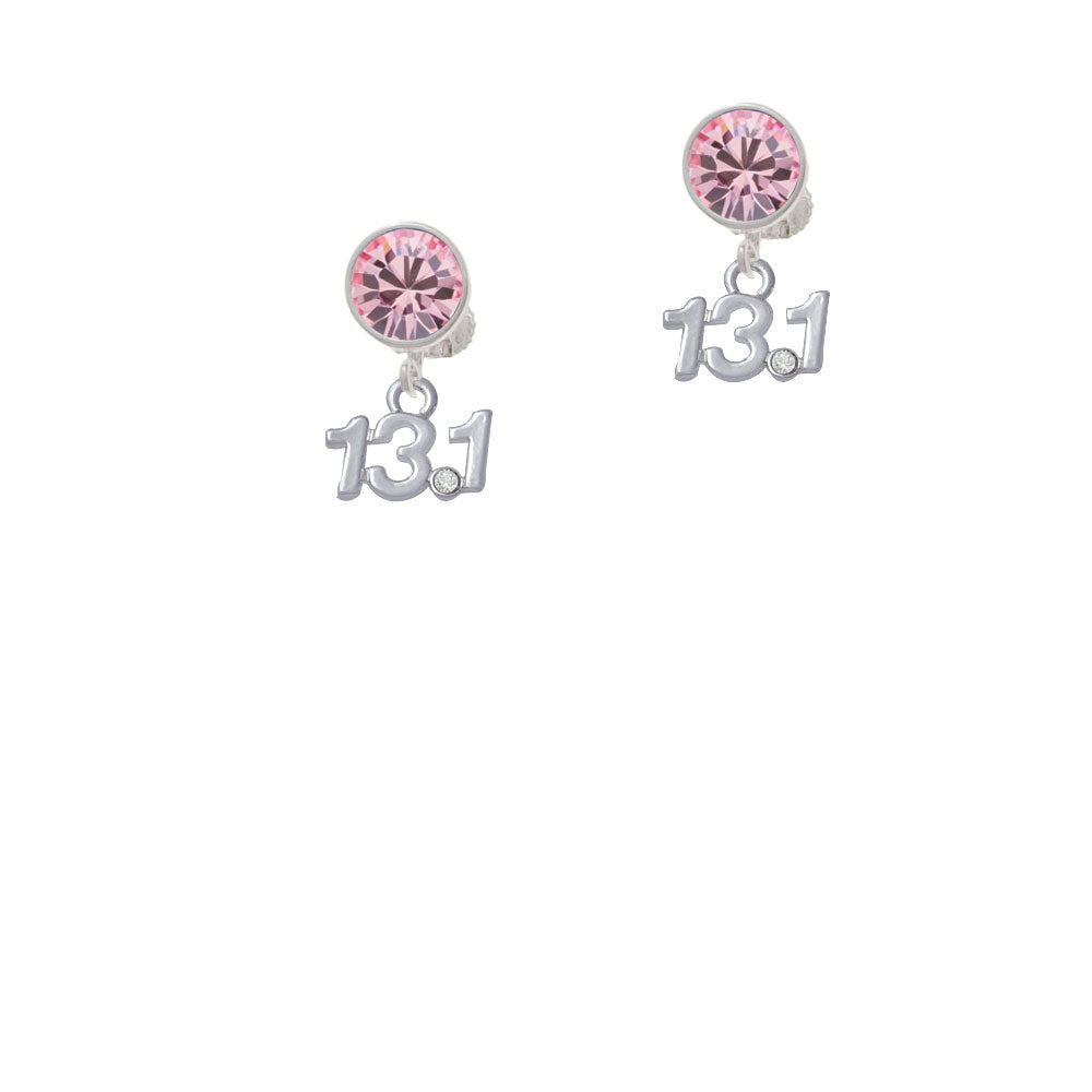 Half Marathon - 13.1 with Clear Crystal Crystal Clip On Earrings Image 4