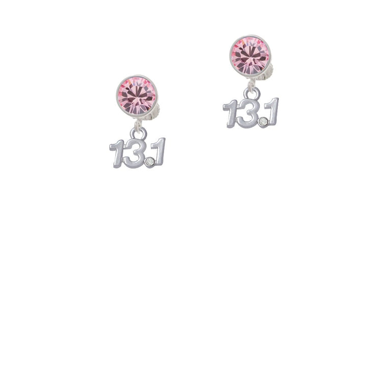 Half Marathon - 13.1 with Clear Crystal Crystal Clip On Earrings Image 1