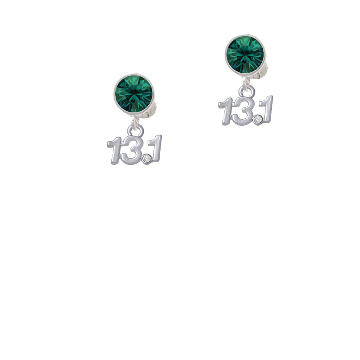 Half Marathon - 13.1 with Clear Crystal Crystal Clip On Earrings Image 6