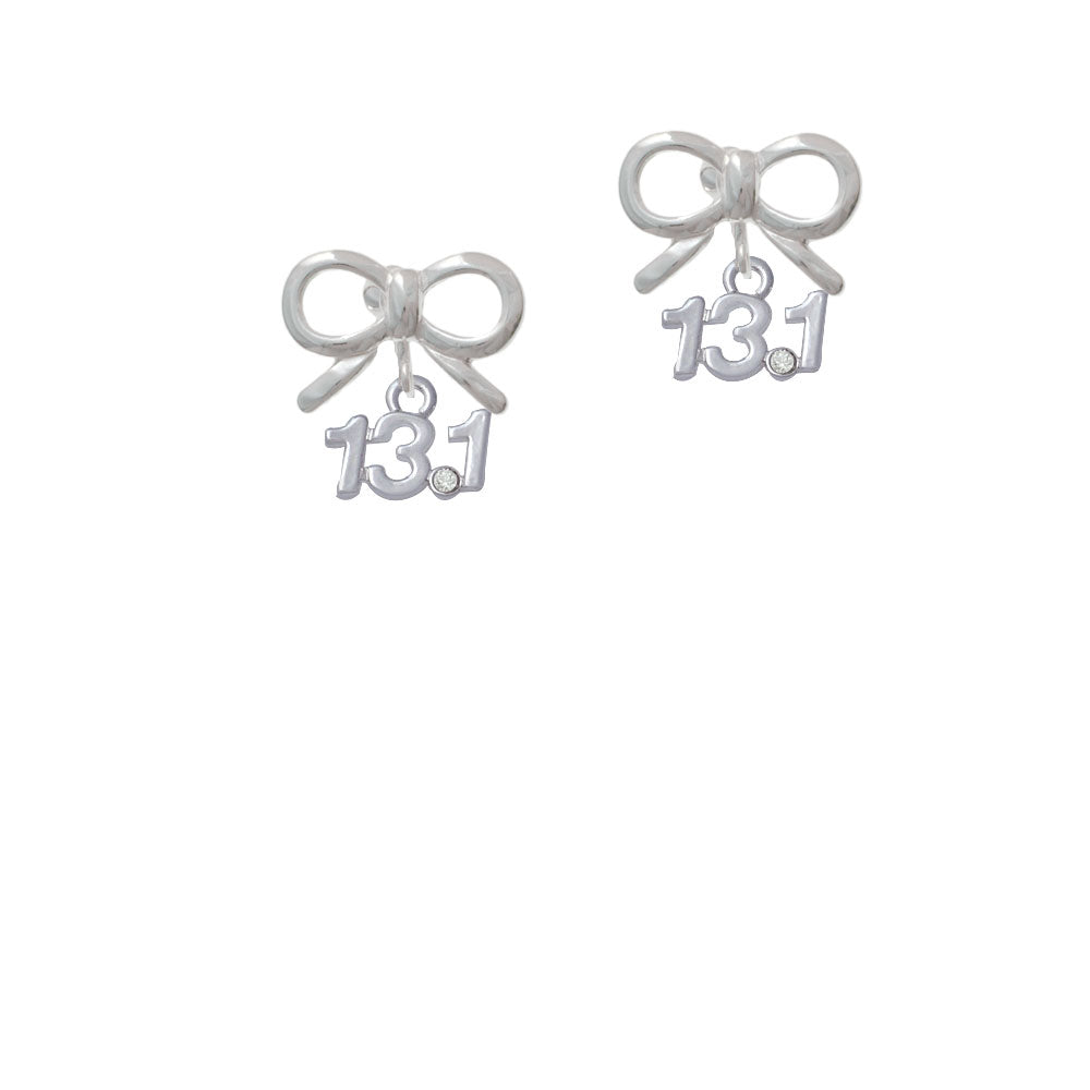 Half Marathon - 13.1 with Clear Crystal Crystal Clip On Earrings Image 9