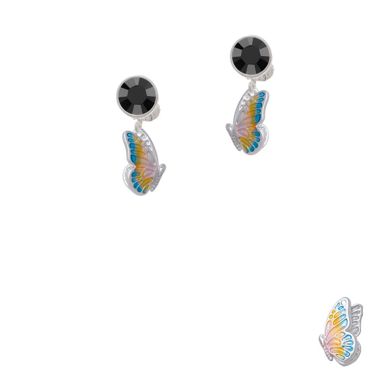 Translucent Pastel Flying Butterfly Crystal Clip On Earrings Image 3