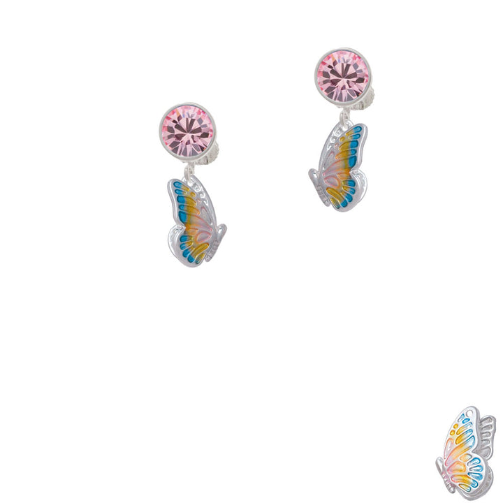 Translucent Pastel Flying Butterfly Crystal Clip On Earrings Image 4