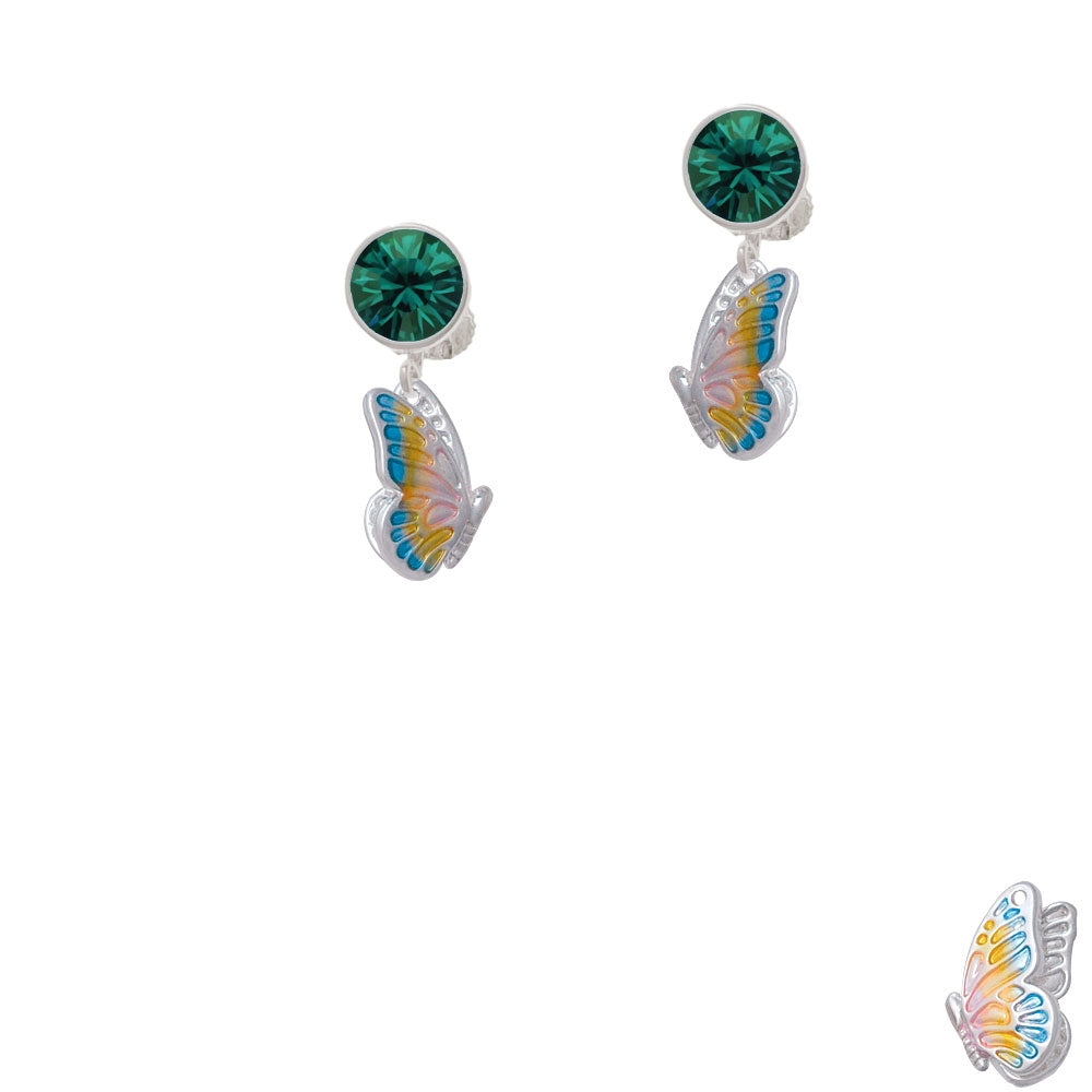 Translucent Pastel Flying Butterfly Crystal Clip On Earrings Image 6