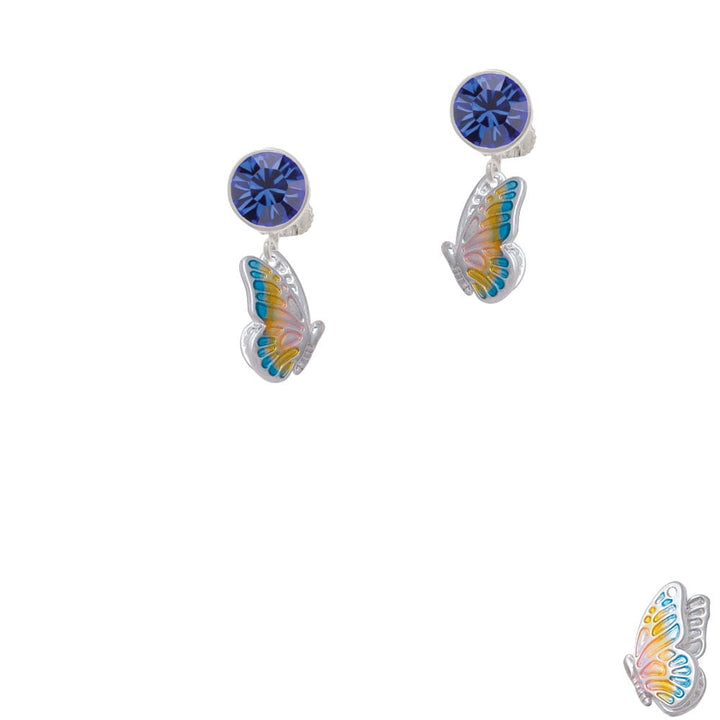 Translucent Pastel Flying Butterfly Crystal Clip On Earrings Image 7