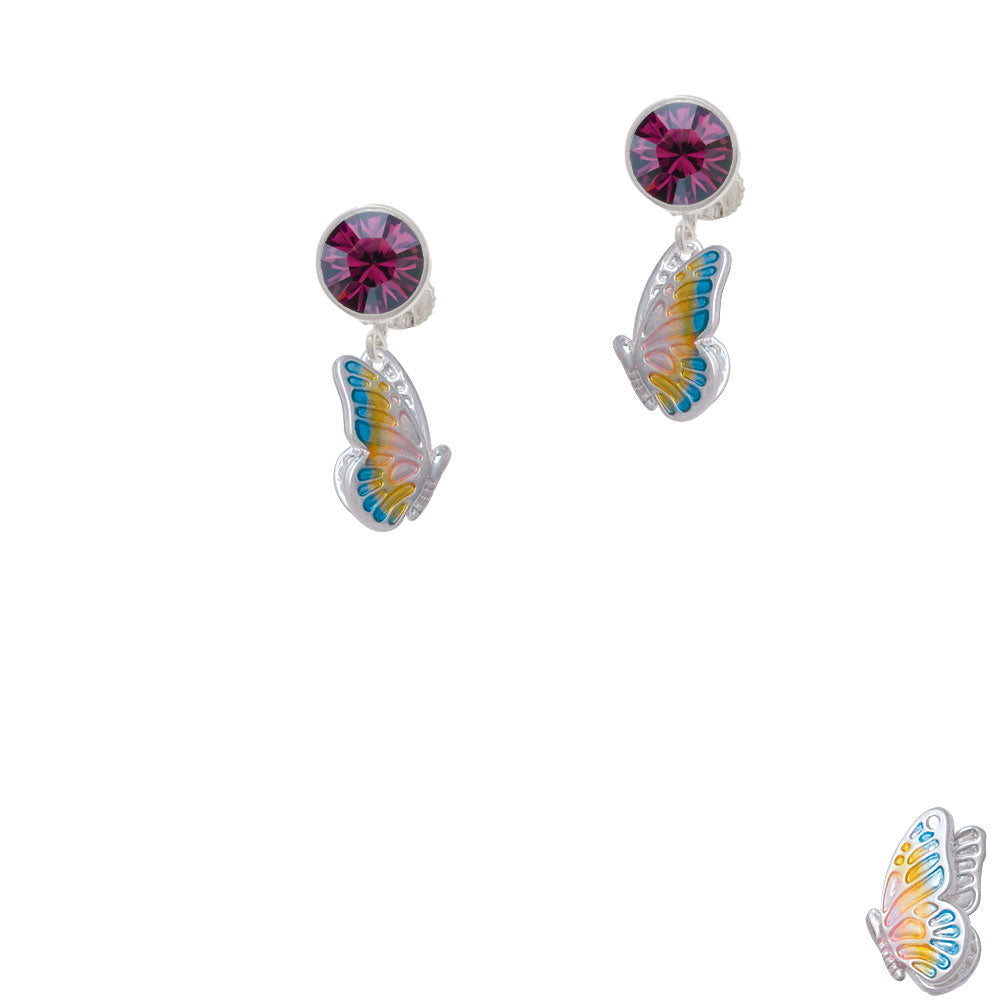 Translucent Pastel Flying Butterfly Crystal Clip On Earrings Image 8