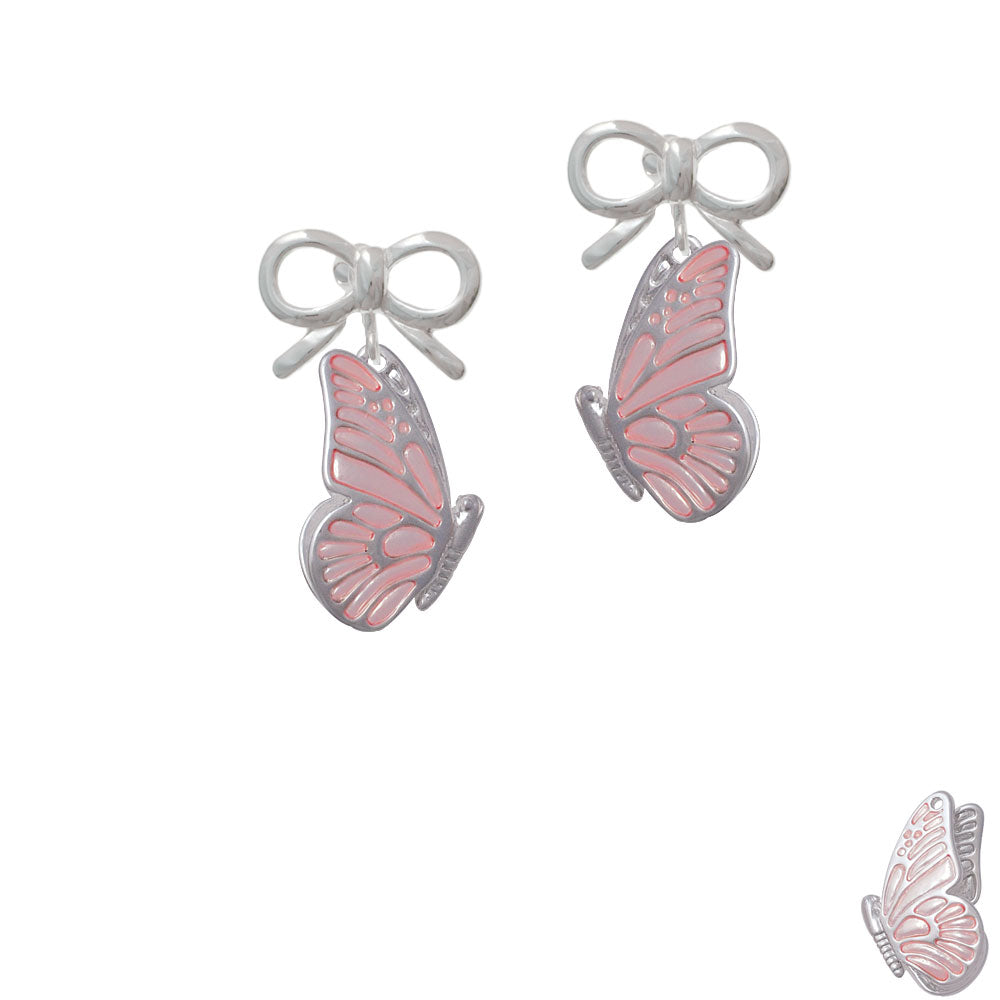 Large Translucent Pink Flying Butterfly Crystal Clip On Earrings Image 9