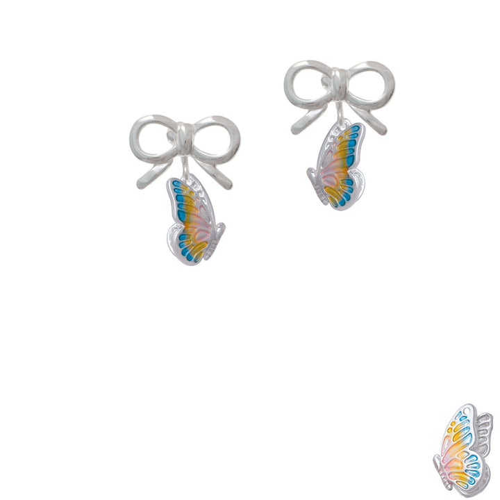 Translucent Pastel Flying Butterfly Crystal Clip On Earrings Image 9