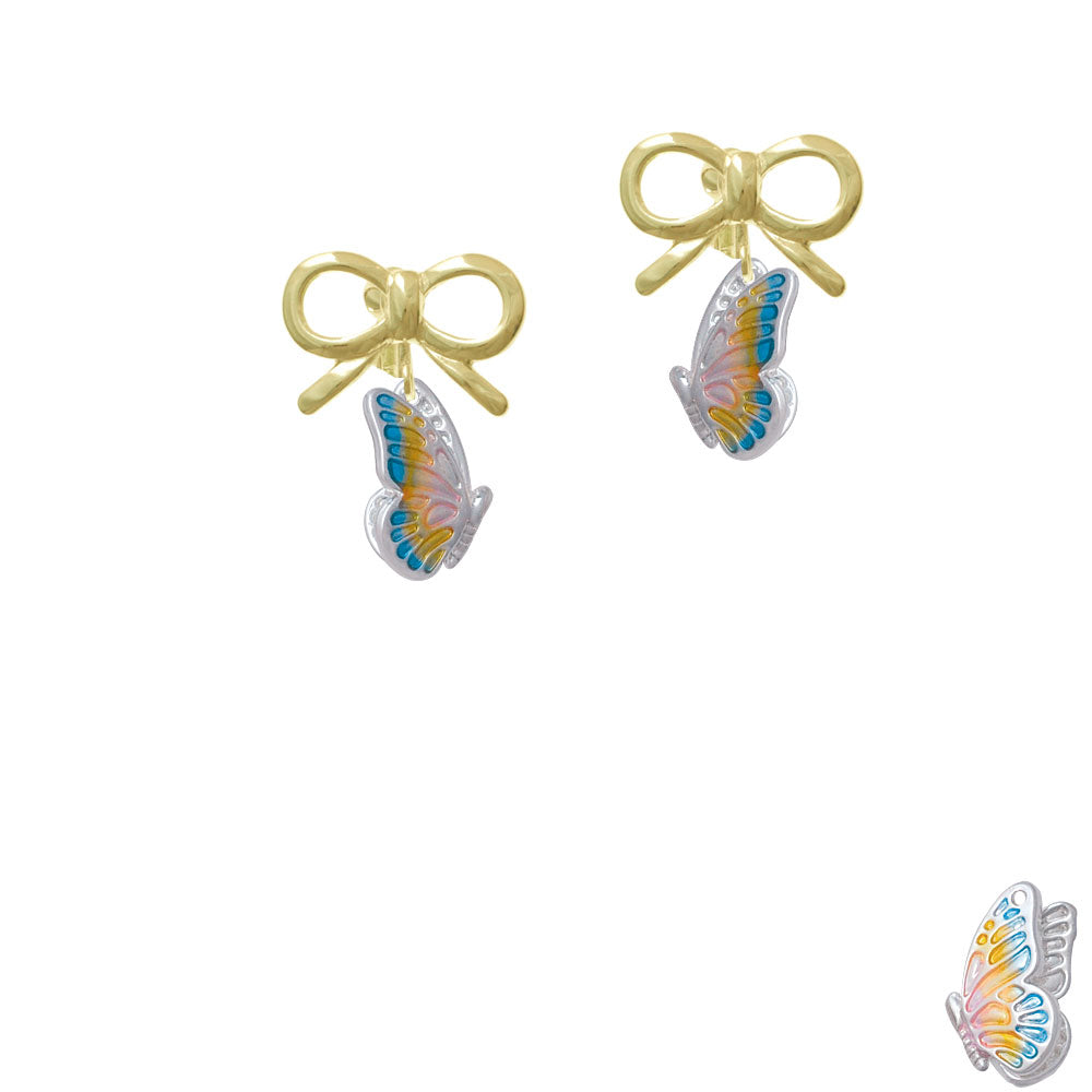 Translucent Pastel Flying Butterfly Crystal Clip On Earrings Image 10