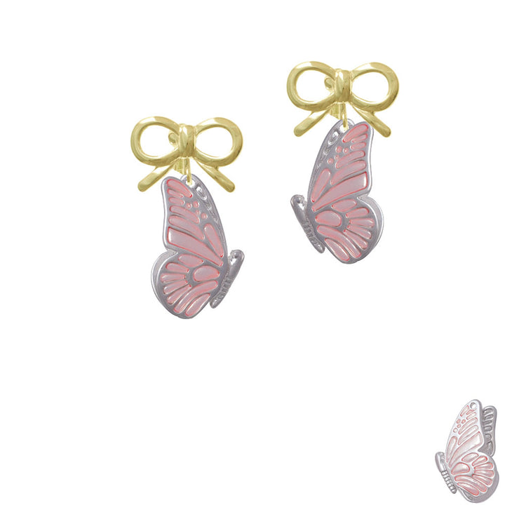 Large Translucent Pink Flying Butterfly Crystal Clip On Earrings Image 10