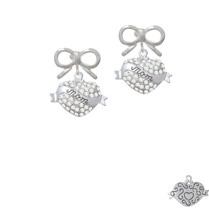 Mom Banner on Clear Crystal Heart Crystal Clip On Earrings Image 9