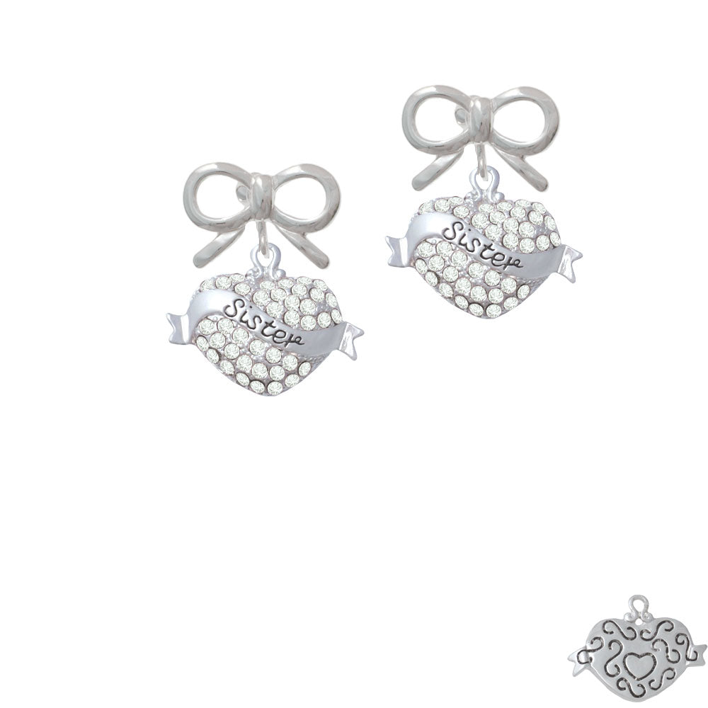 Sister Banner on Clear Crystal Heart Crystal Clip On Earrings Image 9