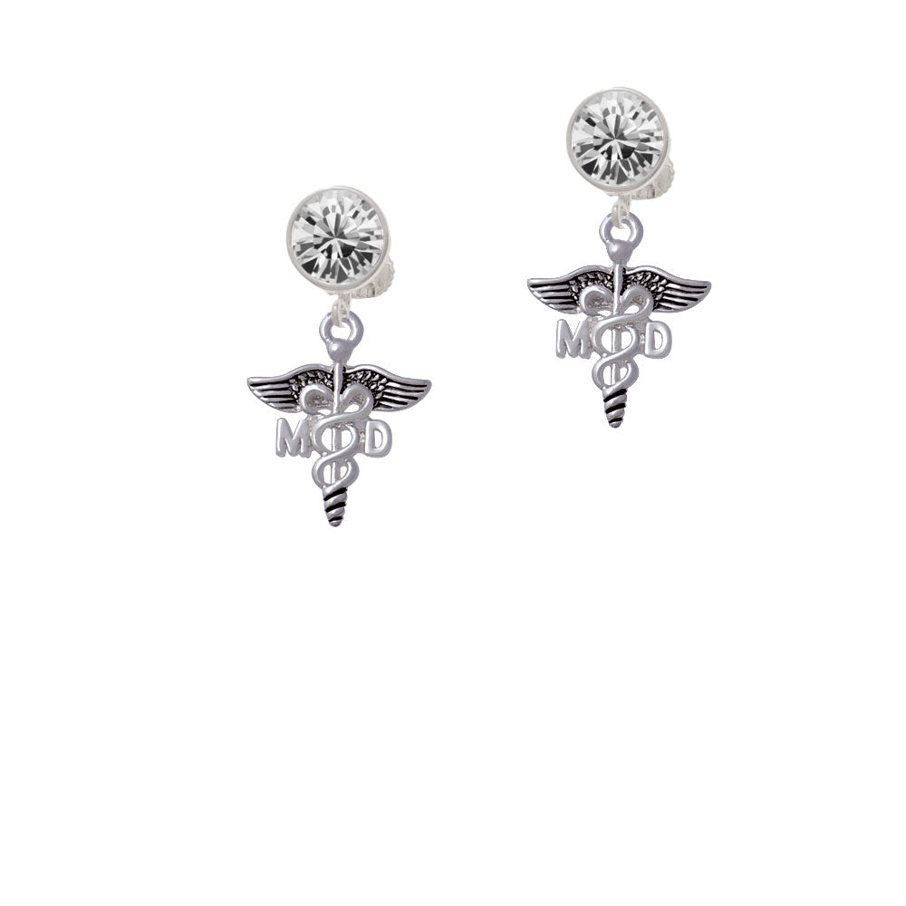 Caduceus - MD Crystal Clip On Earrings Image 2