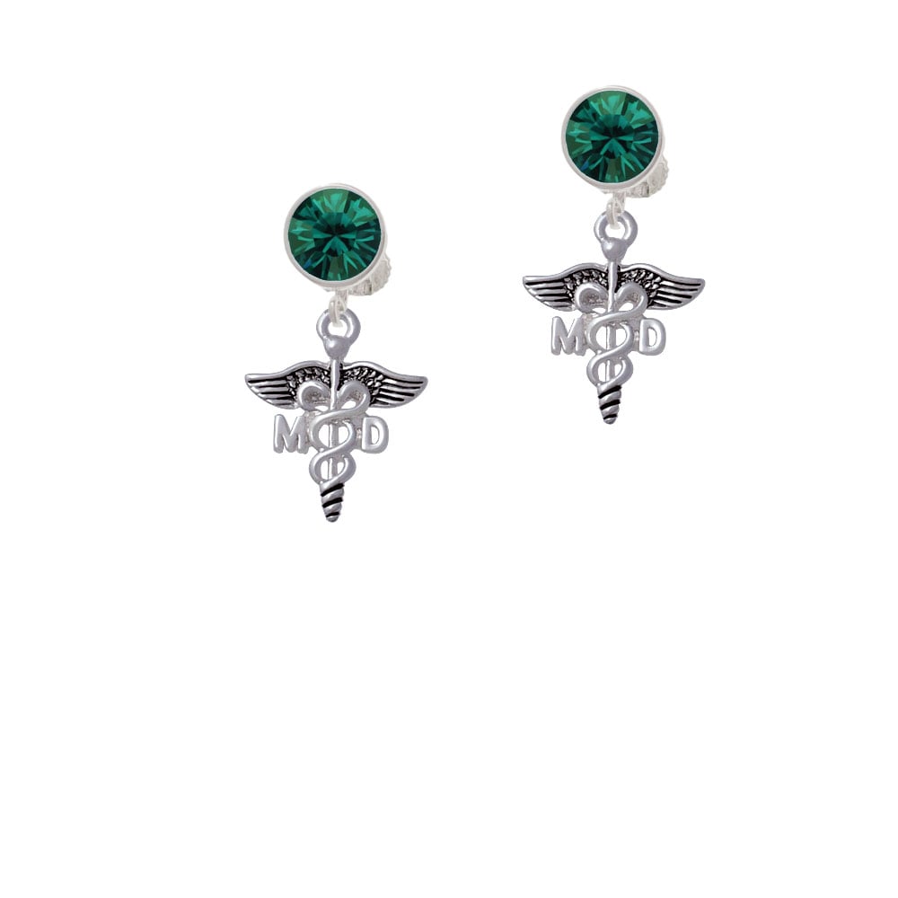 Caduceus - MD Crystal Clip On Earrings Image 1