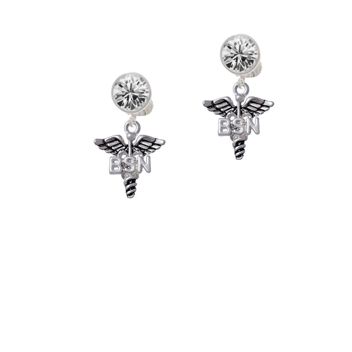 Caduceus - BSN Crystal Clip On Earrings Image 2