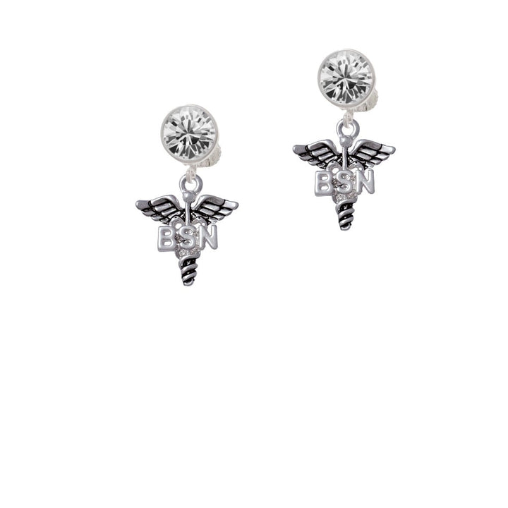 Caduceus - BSN Crystal Clip On Earrings Image 1