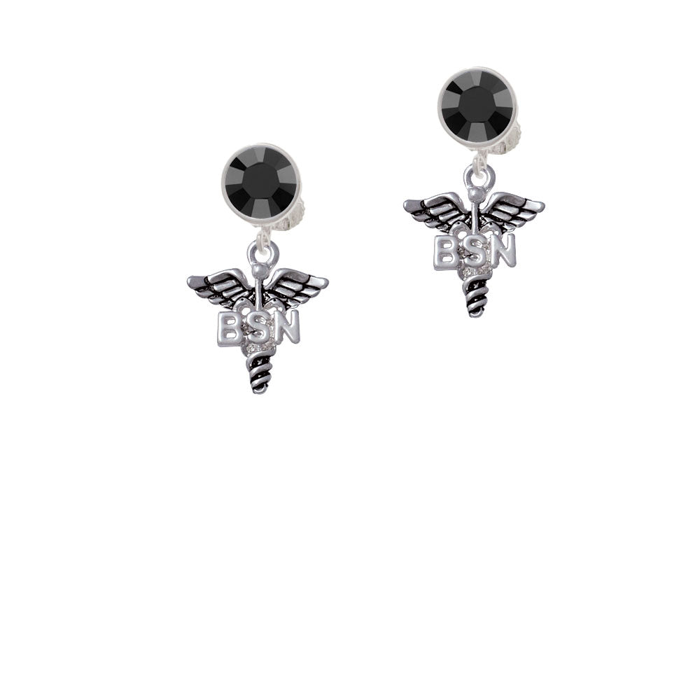 Caduceus - BSN Crystal Clip On Earrings Image 3