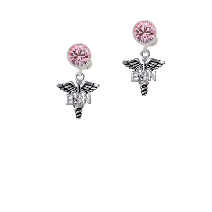 Caduceus - BSN Crystal Clip On Earrings Image 4