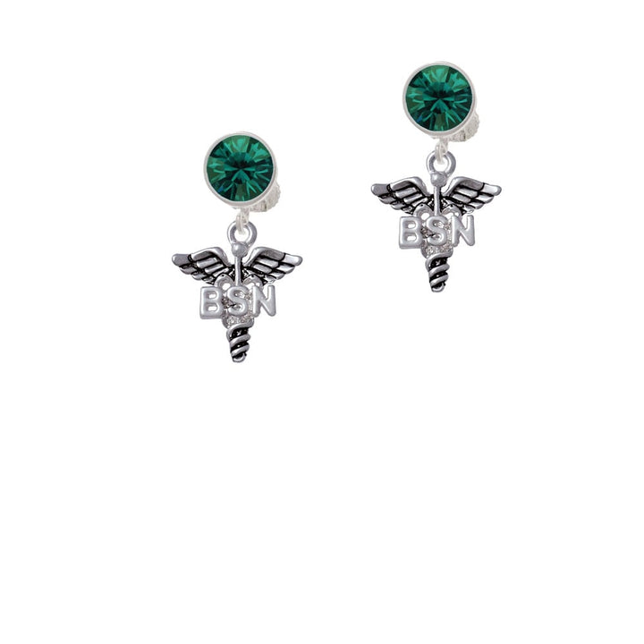 Caduceus - BSN Crystal Clip On Earrings Image 1