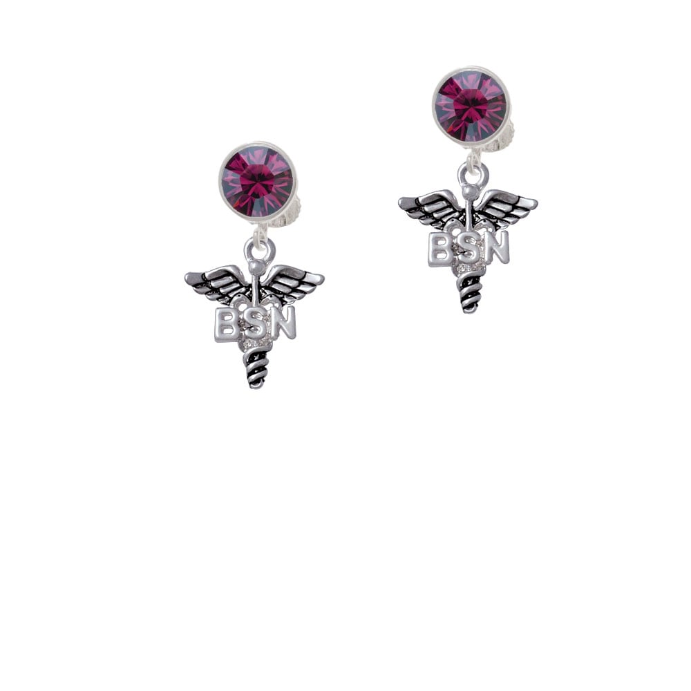 Caduceus - BSN Crystal Clip On Earrings Image 1