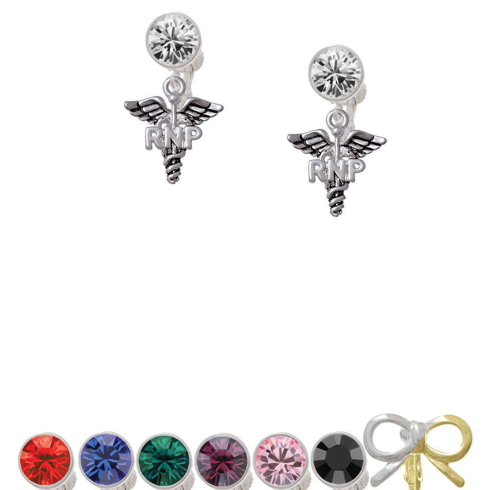 Caduceus - RNP Crystal Clip On Earrings Image 1