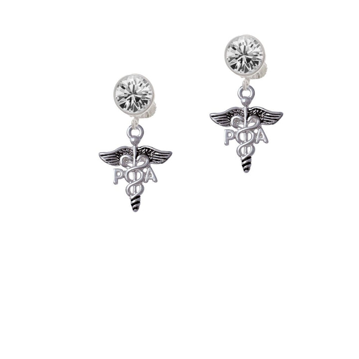 Caduceus - PA Crystal Clip On Earrings Image 1