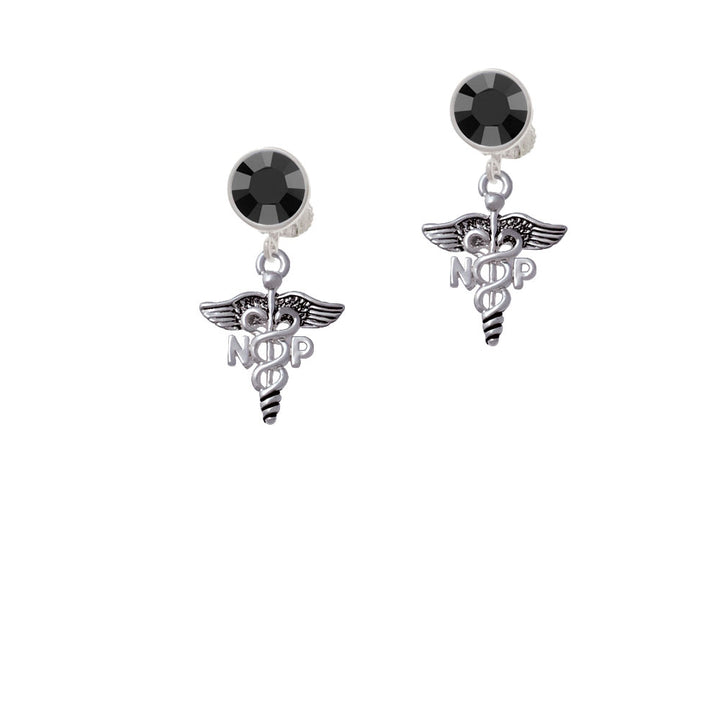 Caduceus - NP Crystal Clip On Earrings Image 3