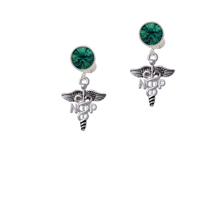 Caduceus - NP Crystal Clip On Earrings Image 6