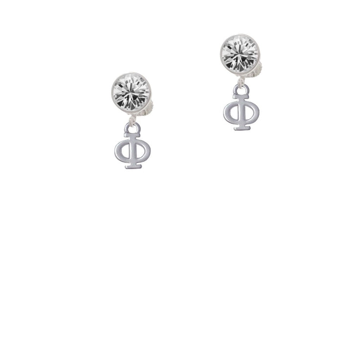 Small Greek Letter - Phi - Crystal Clip On Earrings Image 1