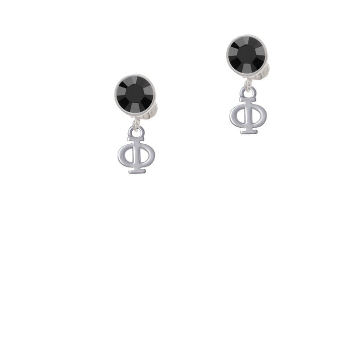 Small Greek Letter - Phi - Crystal Clip On Earrings Image 3