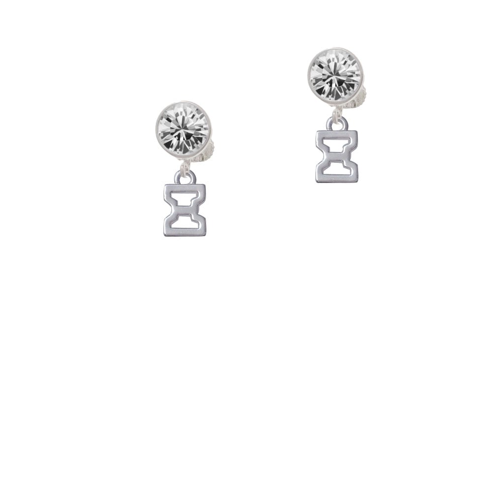 Small Greek Letter - Xi - Crystal Clip On Earrings Image 1