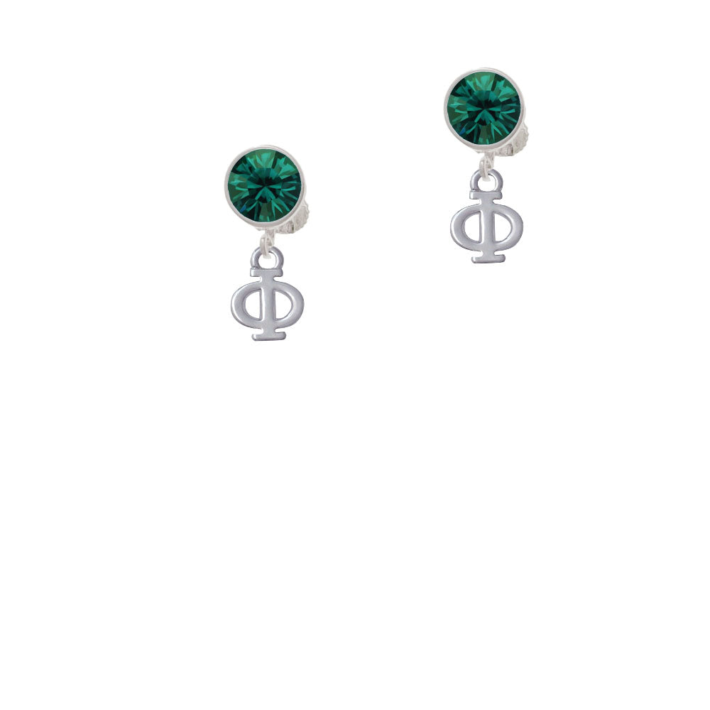 Small Greek Letter - Phi - Crystal Clip On Earrings Image 6