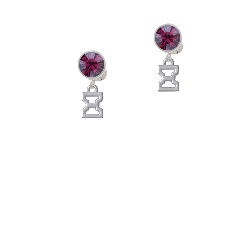 Small Greek Letter - Xi - Crystal Clip On Earrings Image 8