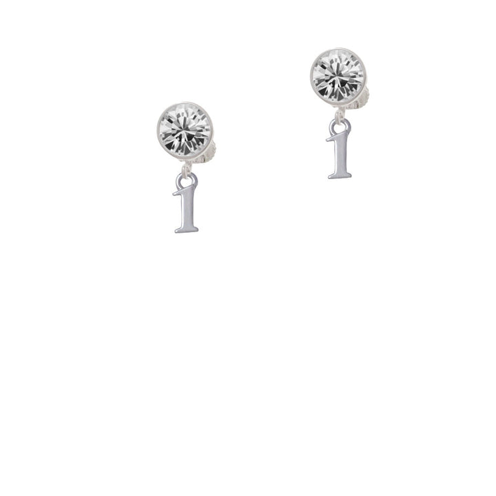 Small Number - 1 - Crystal Clip On Earrings Image 2