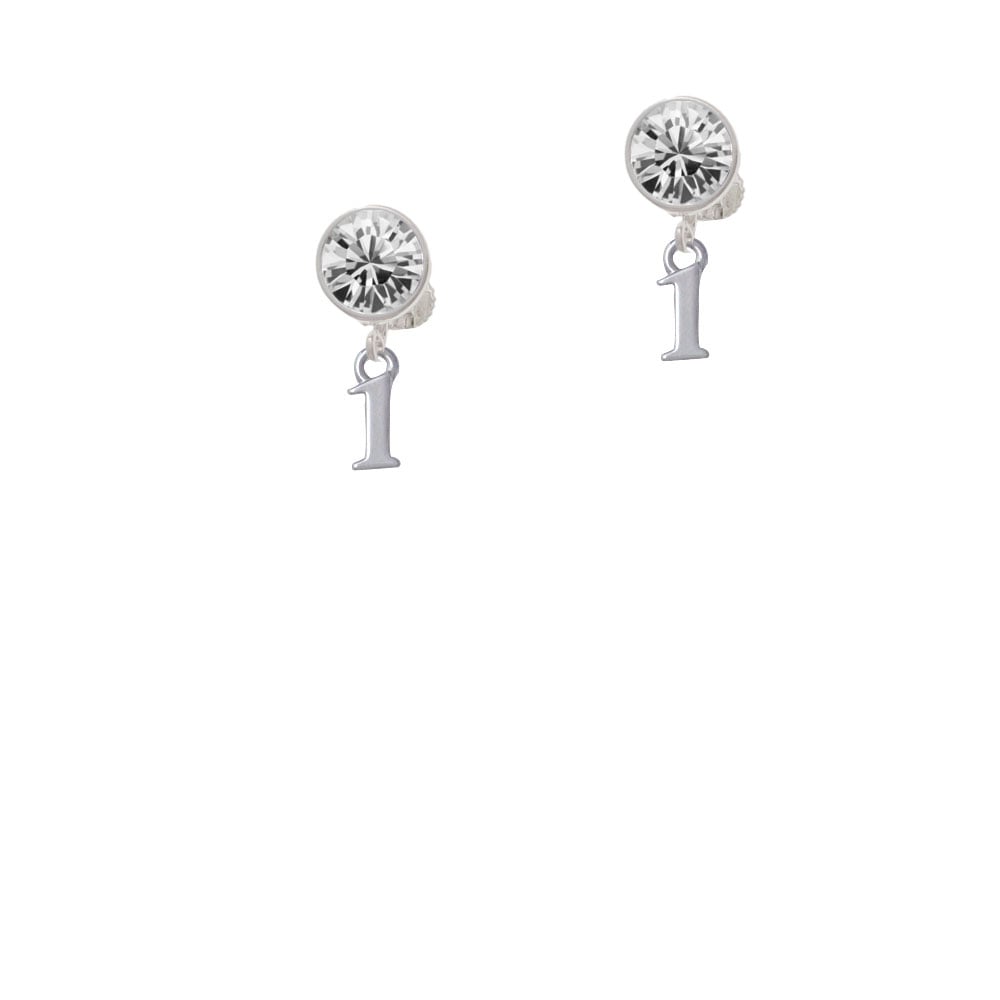 Small Number - 1 - Crystal Clip On Earrings Image 1