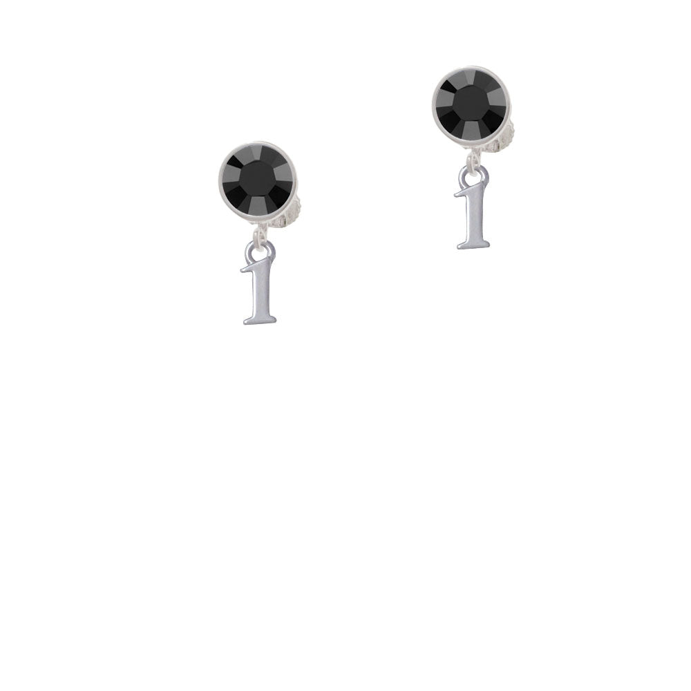 Small Number - 1 - Crystal Clip On Earrings Image 3