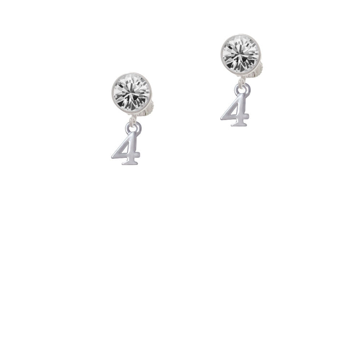 Small Number - 4 - Crystal Clip On Earrings Image 2