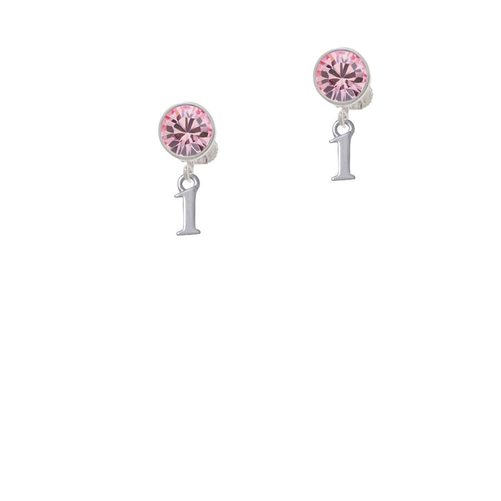 Small Number - 1 - Crystal Clip On Earrings Image 4