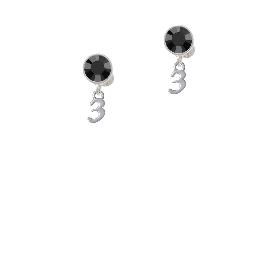 Small Number - 3 - Crystal Clip On Earrings Image 3