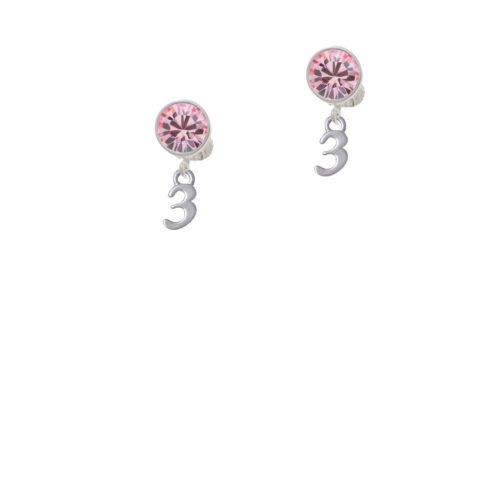 Small Number - 3 - Crystal Clip On Earrings Image 4