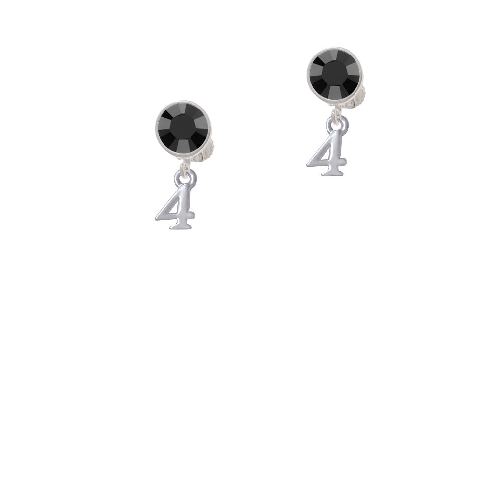 Small Number - 4 - Crystal Clip On Earrings Image 3