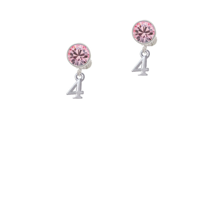 Small Number - 4 - Crystal Clip On Earrings Image 4