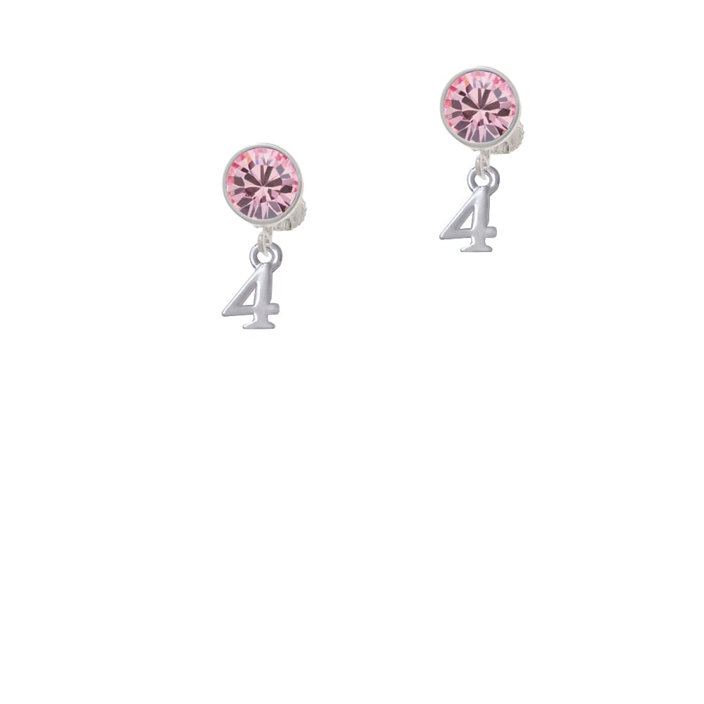 Small Number - 4 - Crystal Clip On Earrings Image 1