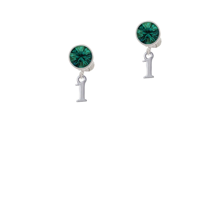 Small Number - 1 - Crystal Clip On Earrings Image 6