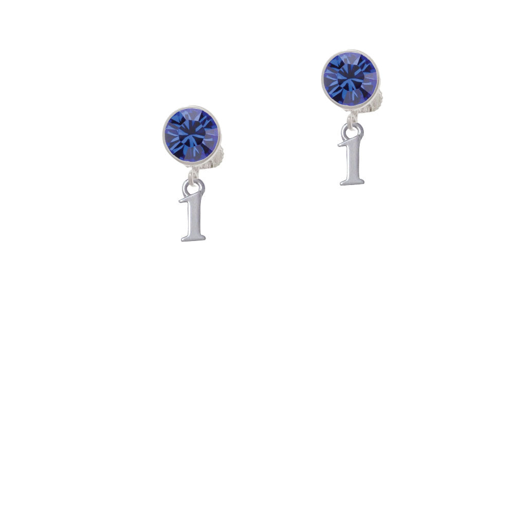 Small Number - 1 - Crystal Clip On Earrings Image 7