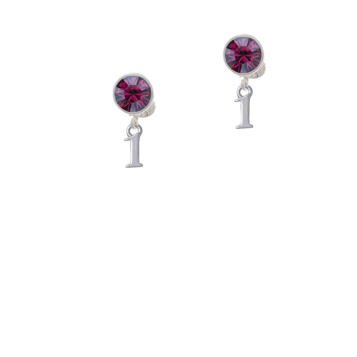 Small Number - 1 - Crystal Clip On Earrings Image 8