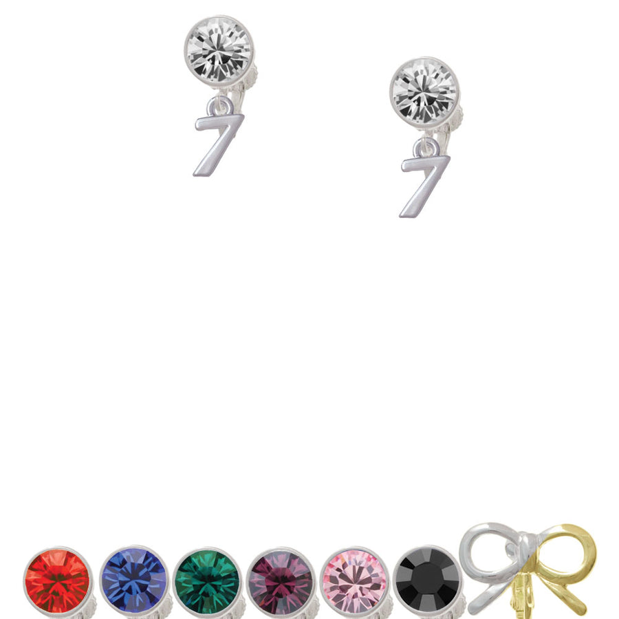 Small Number - 7 - Crystal Clip On Earrings Image 1