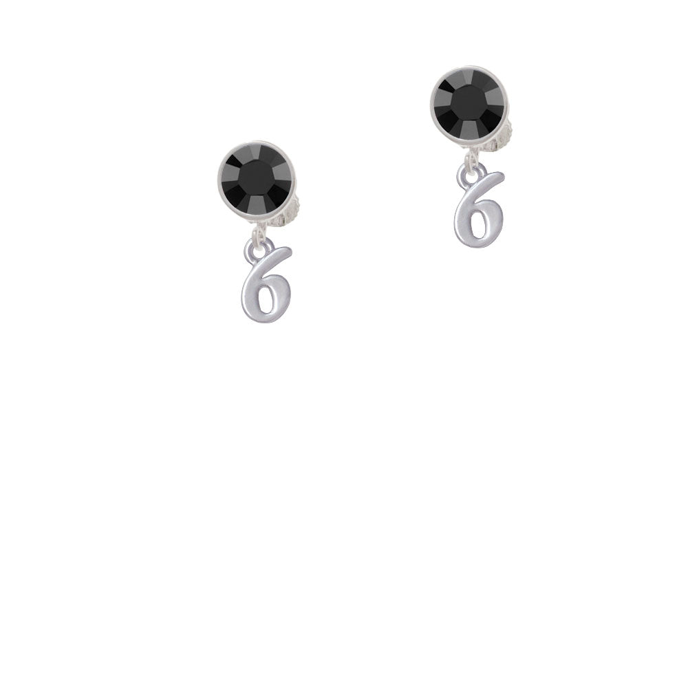 Small Number - 6 - Crystal Clip On Earrings Image 3