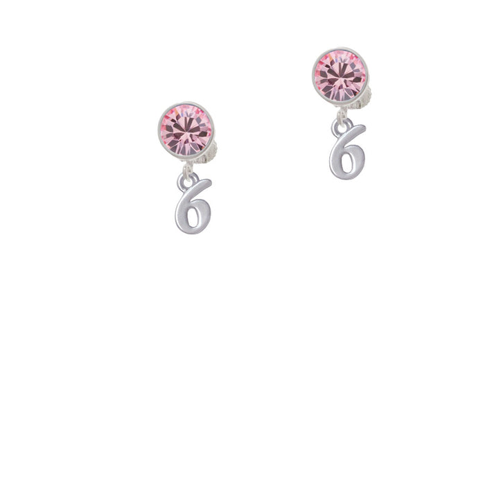 Small Number - 6 - Crystal Clip On Earrings Image 4